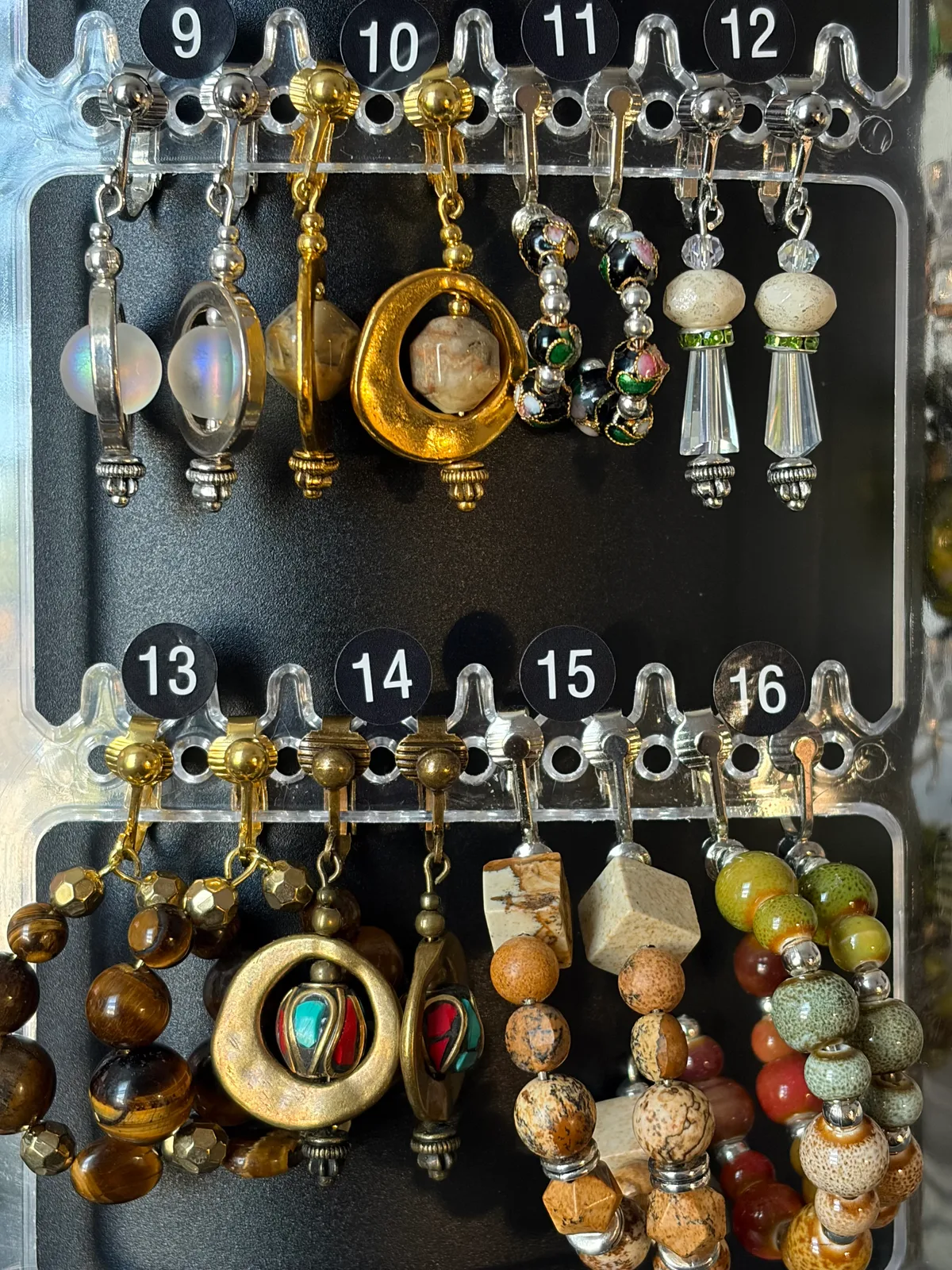 Neutral Gold Earrings (items #9–16) handcrafted by Patty