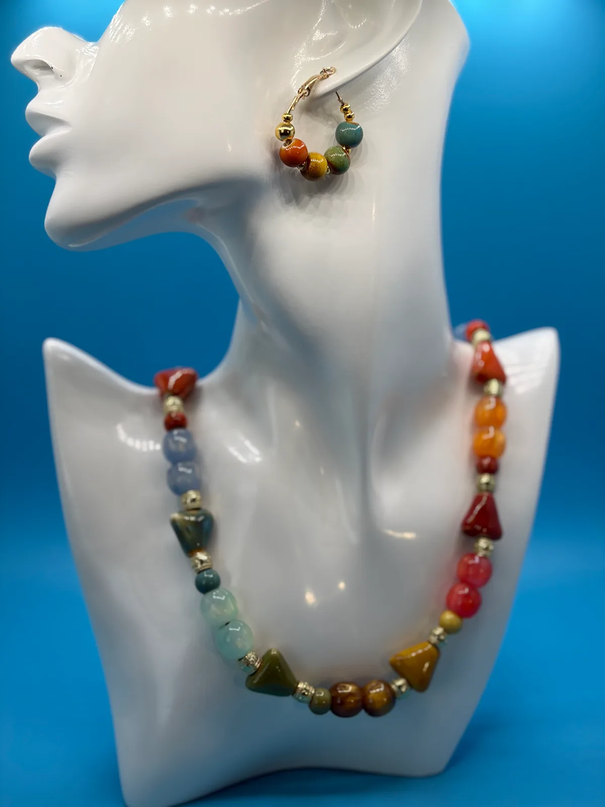 Multicolor Bead Necklace Set handcrafted by Patty